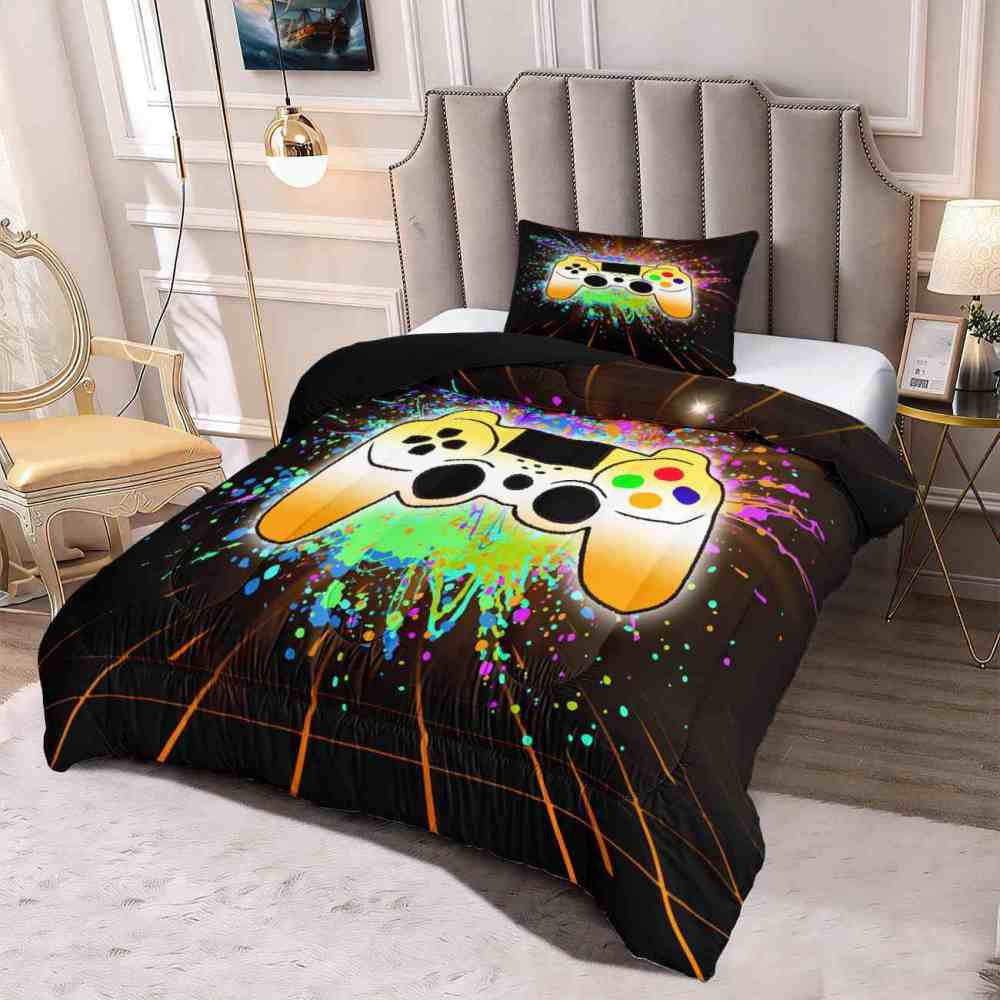 Paint Splatter Laser Gamer Comforter Set Kids | CozyLil