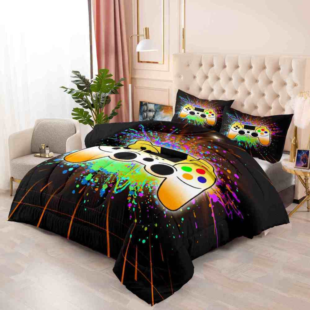 Paint Splatter Laser Gamer Comforter Set Kids | CozyLil