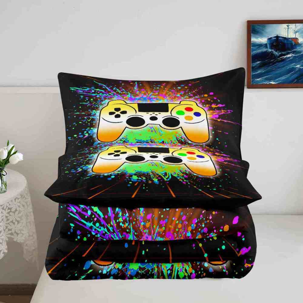 Paint Splatter Laser Gamer Comforter Set Kids | CozyLil