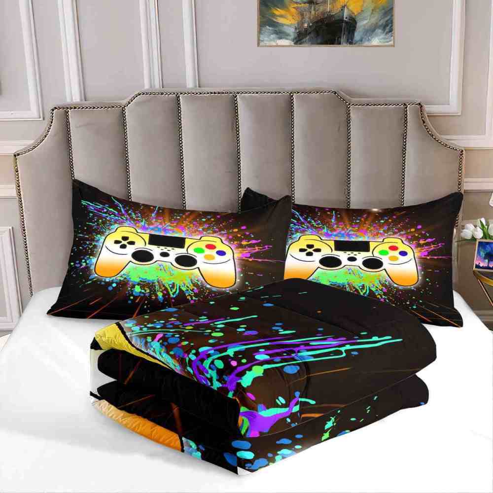 Paint Splatter Laser Gamer Comforter Set Kids | CozyLil