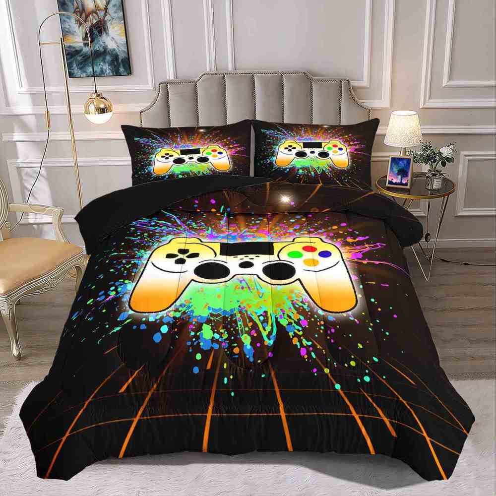 Paint Splatter Laser Gamer Comforter Set Kids | CozyLil