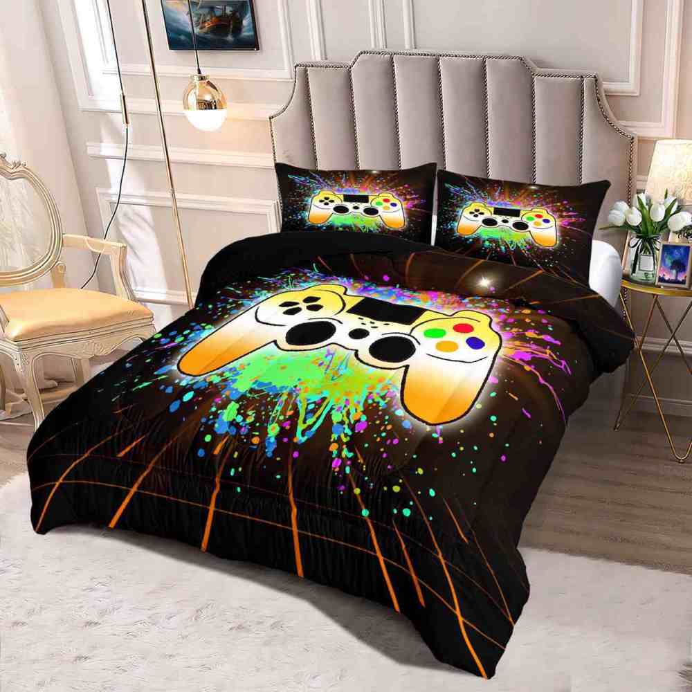 Paint Splatter Laser Gamer Comforter Set Kids | CozyLil