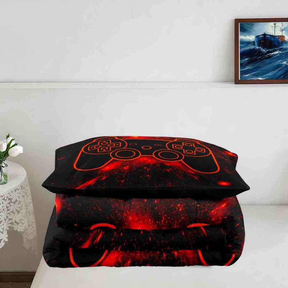 Fiery Orange Neon Gamer Comforter Set Teens | CozyLil