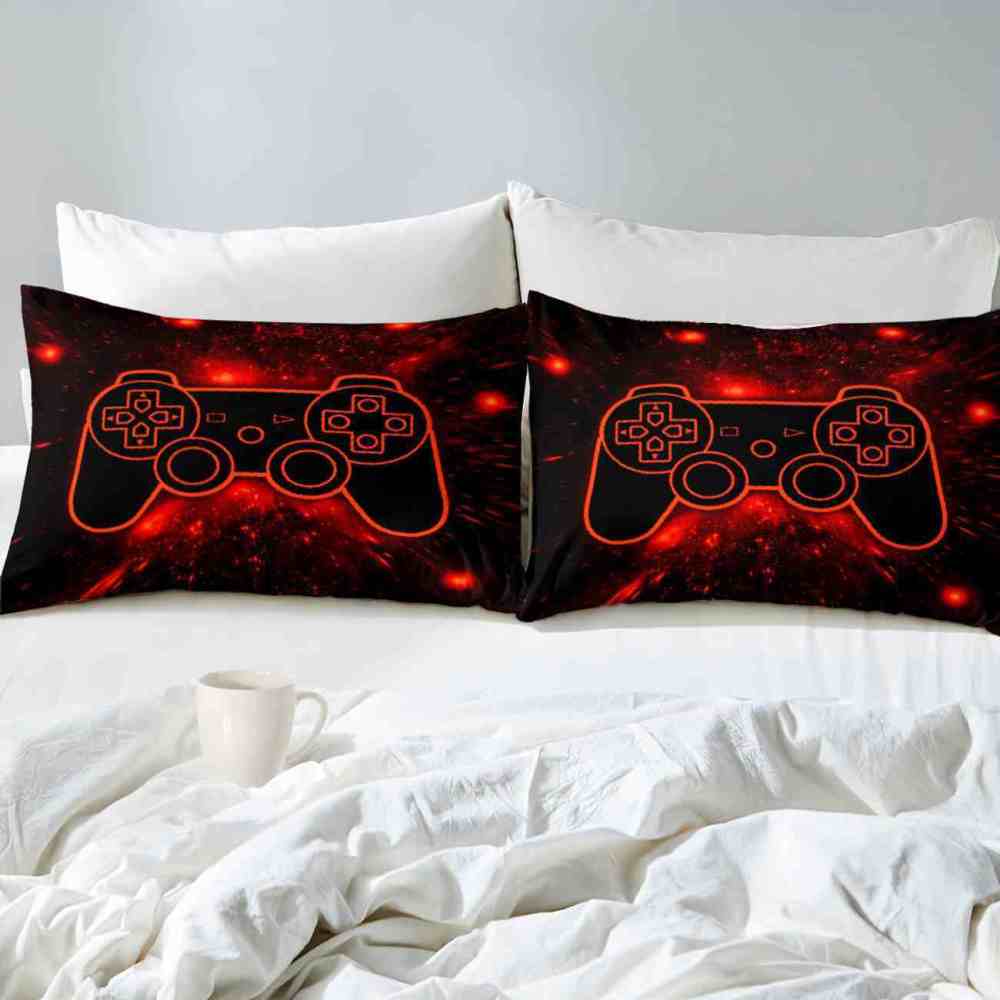 Fiery Orange Neon Gamer Comforter Set Teens | CozyLil
