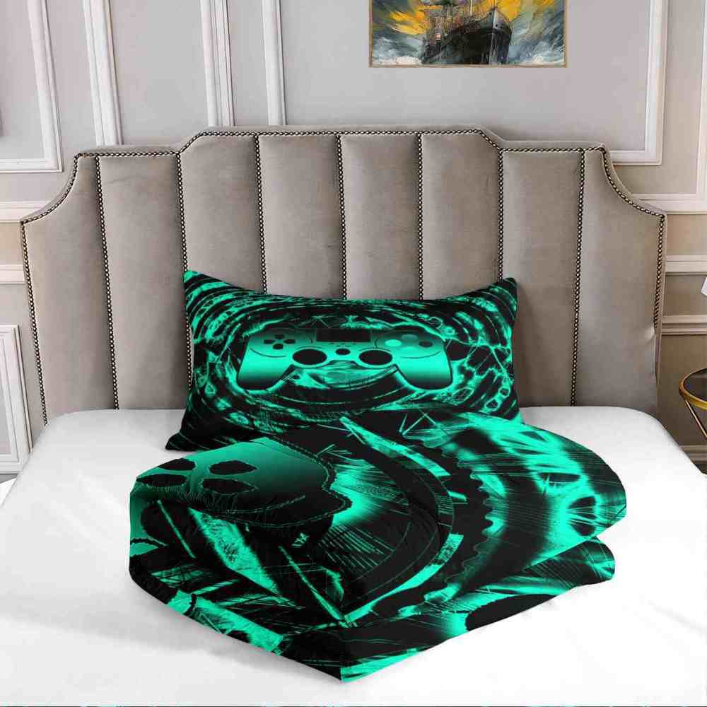 Cyan Vortex Gamer Comforter Set Boys Bedding | CozyLil