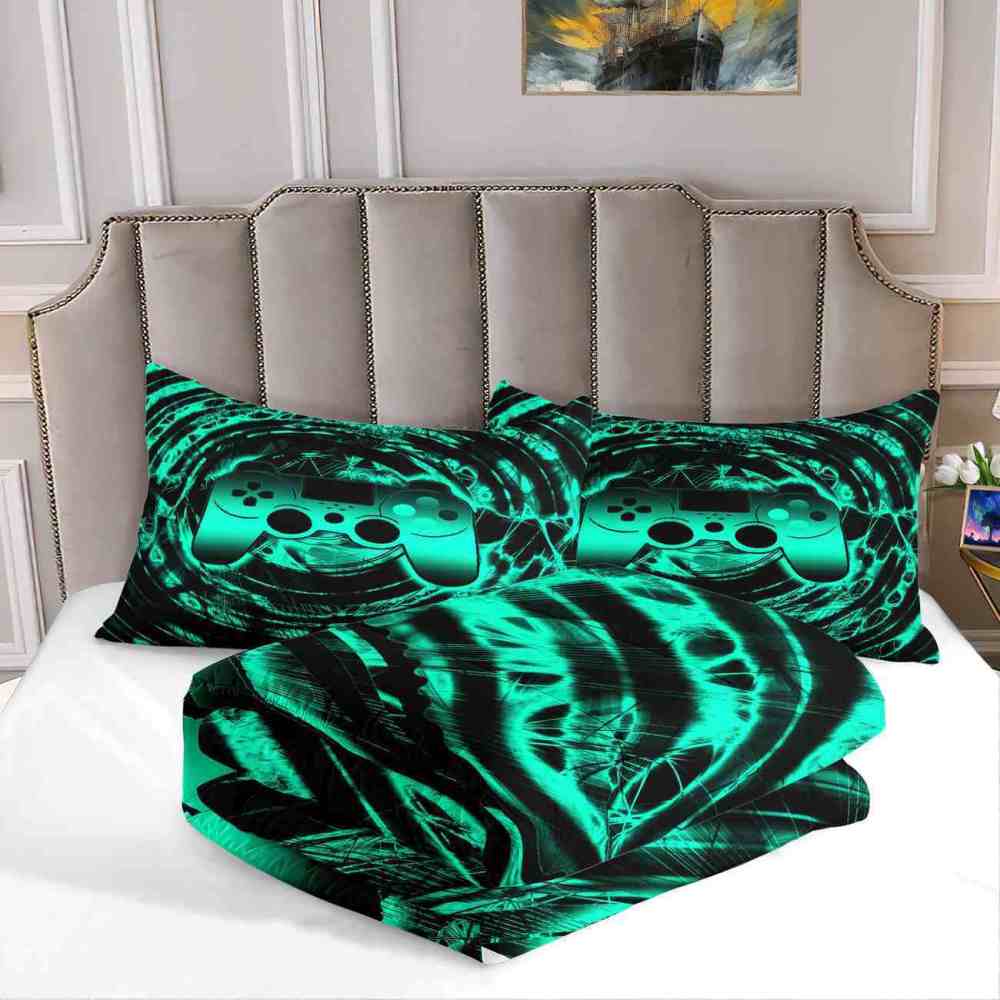 Cyan Vortex Gamer Comforter Set Boys Bedding | CozyLil