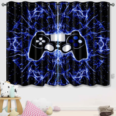 Blue Electric Lightning Gamer Window Curtains | CozyLil