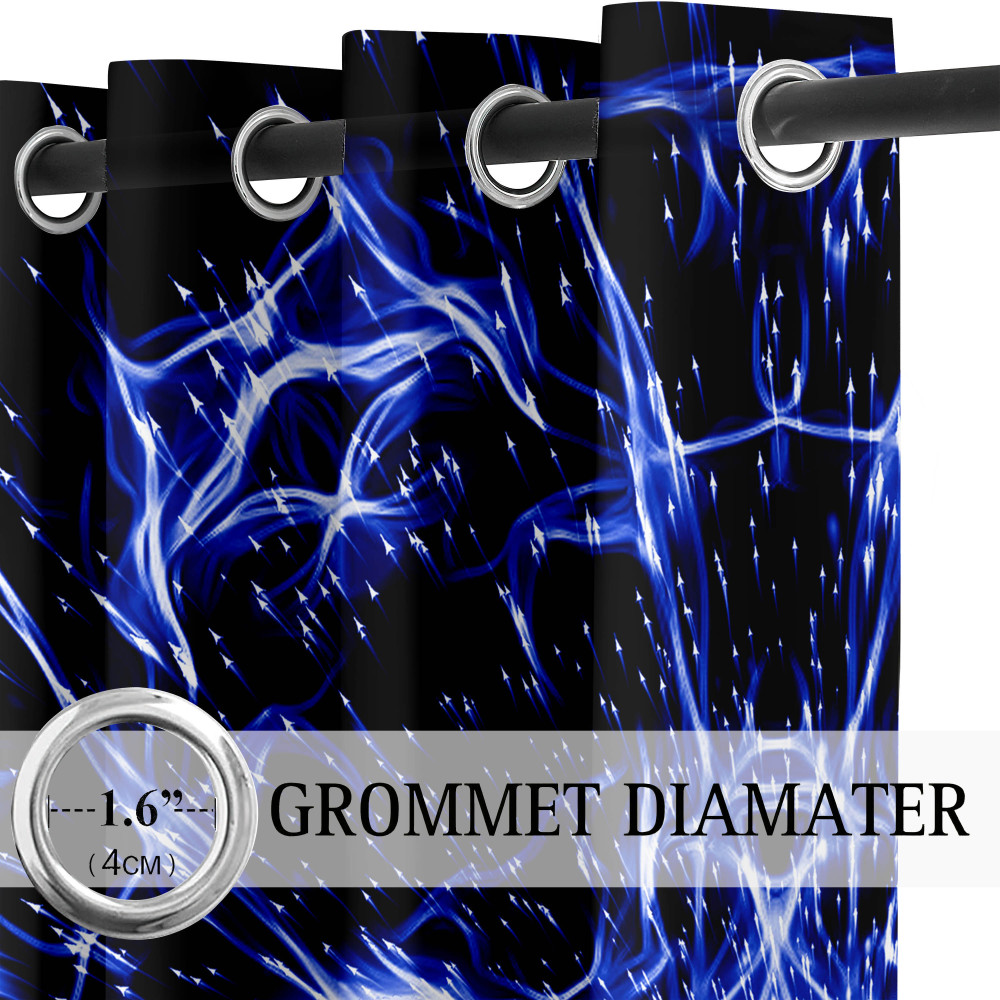 Blue Electric Lightning Gamer Window Curtains | CozyLil