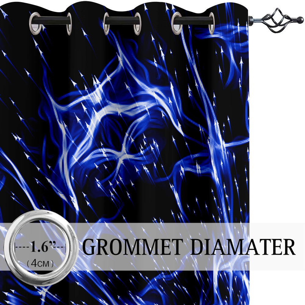 Blue Electric Lightning Gamer Window Curtains | CozyLil
