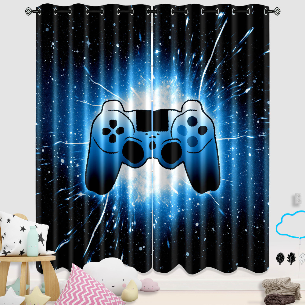 Glowing Cosmic Starburst Gamer Curtains | CozyLil