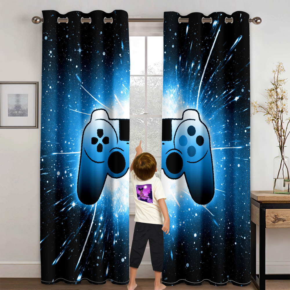 Glowing Cosmic Starburst Gamer Curtains | CozyLil