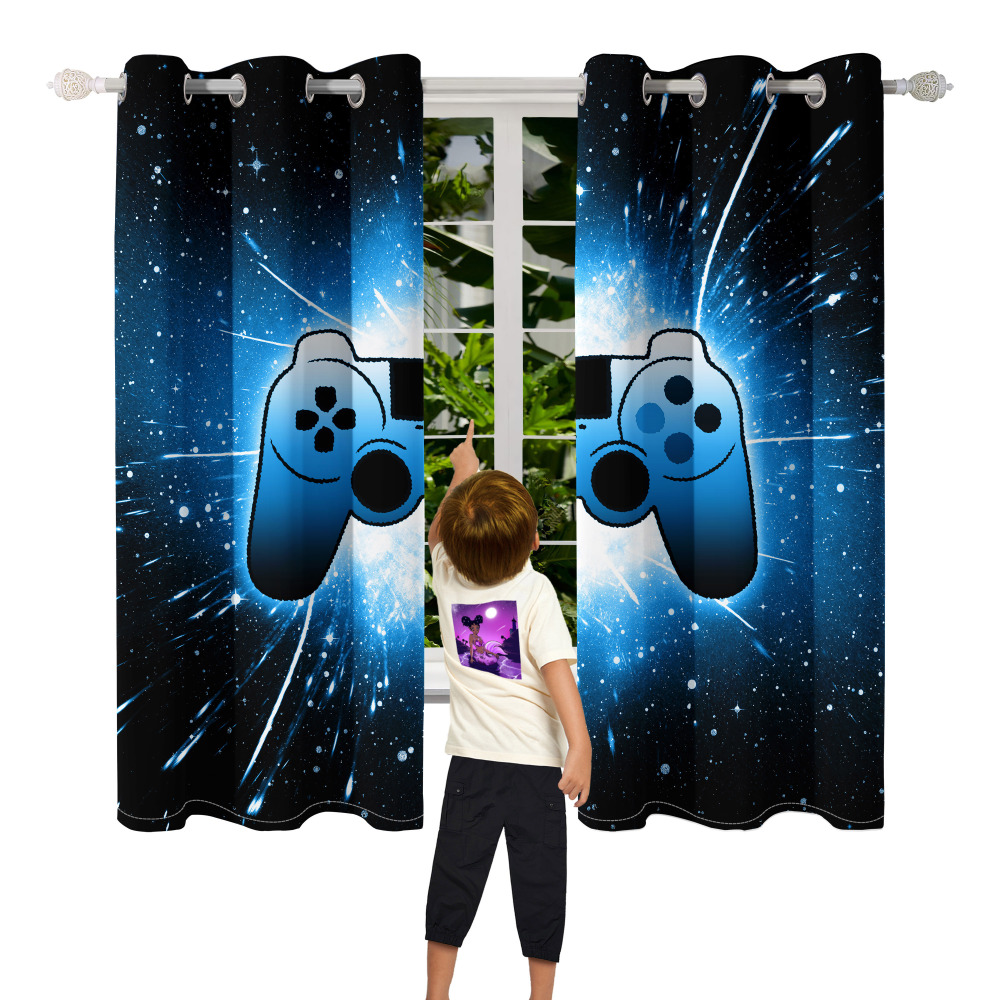 Glowing Cosmic Starburst Gamer Curtains | CozyLil