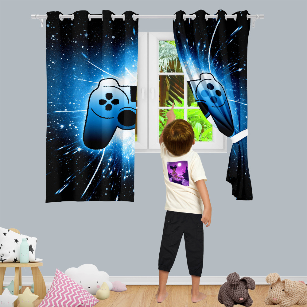 Glowing Cosmic Starburst Gamer Curtains | CozyLil