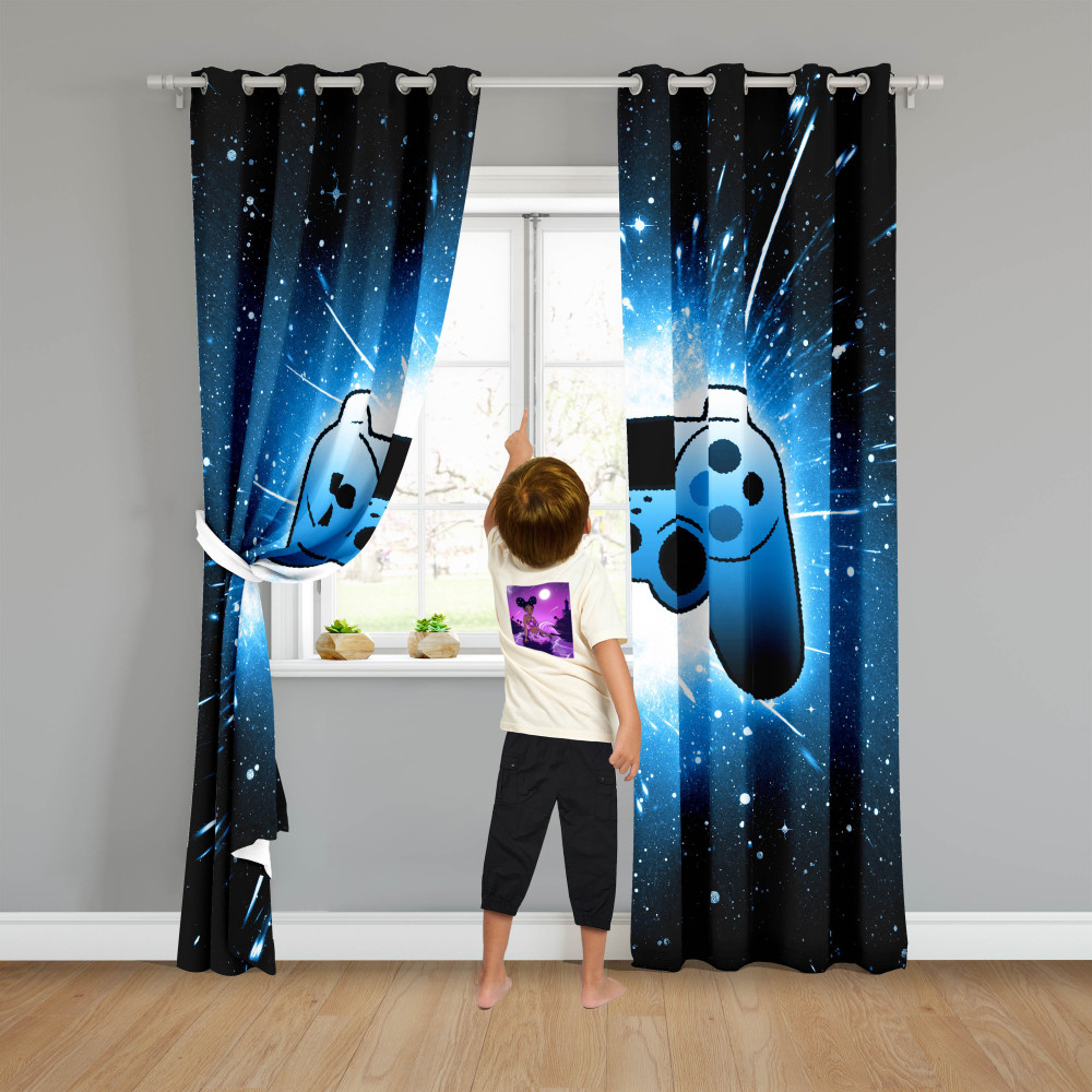 Glowing Cosmic Starburst Gamer Curtains | CozyLil