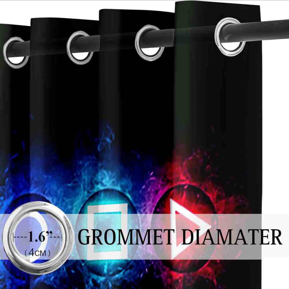 Neon Button Symbols Gamer Room Blackout Window Curtains | CozyLil