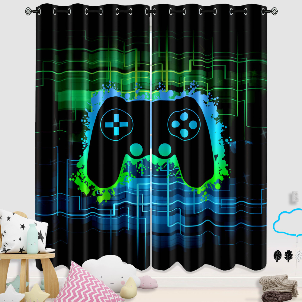 Neon Cyber Matrix Gamer Window Curtains | CozyLil