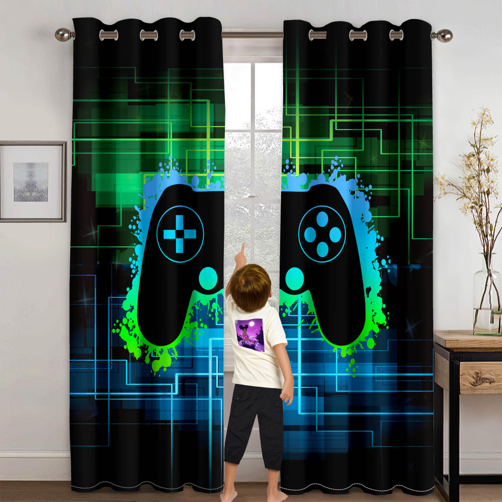 Neon Cyber Matrix Gamer Window Curtains | CozyLil