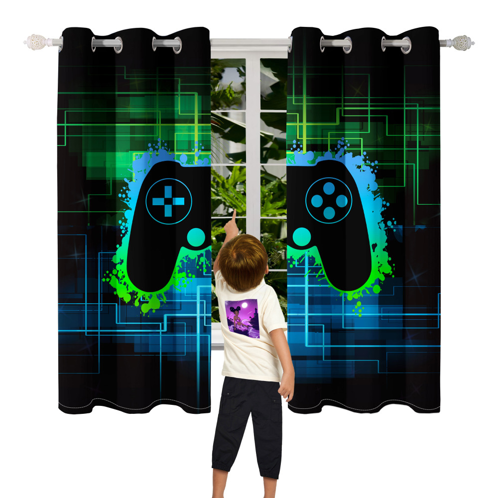 Neon Cyber Matrix Gamer Window Curtains | CozyLil