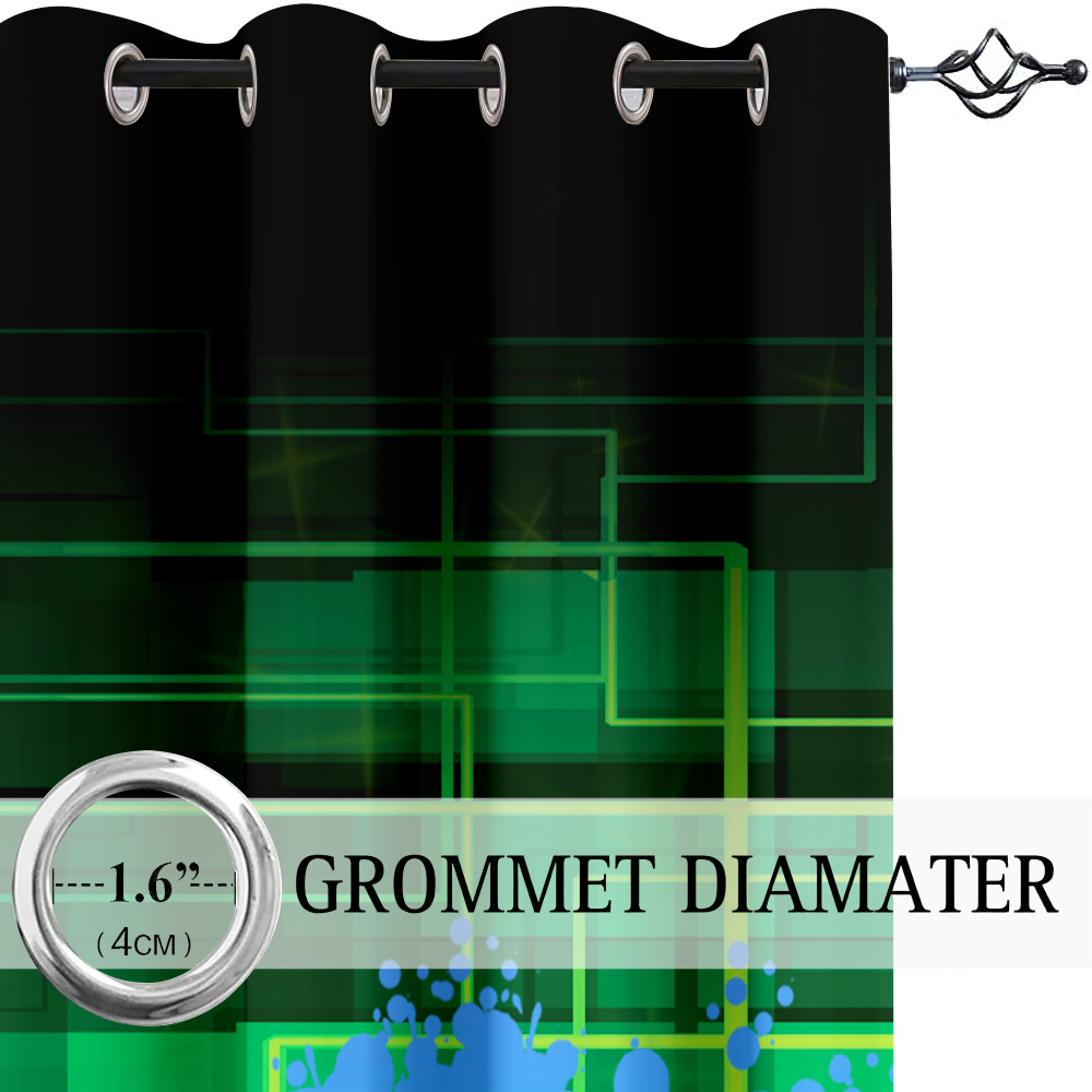 Neon Cyber Matrix Gamer Window Curtains | CozyLil