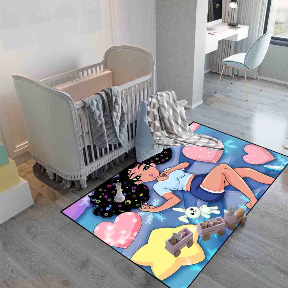 Winter Magic Black Girl Blue Bedroom Area Rug | CozyLil