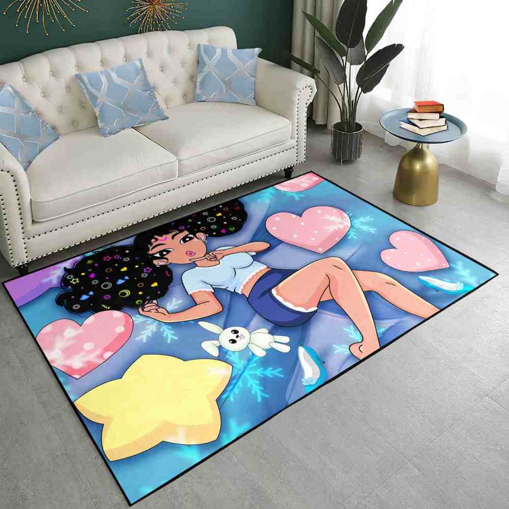 Winter Magic Black Girl Blue Bedroom Area Rug | CozyLil