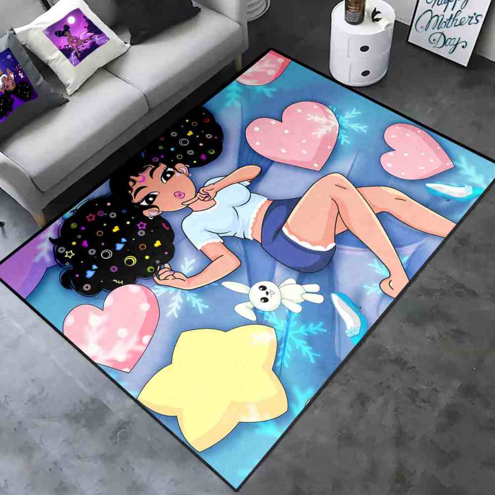 Winter Magic Black Girl Blue Bedroom Area Rug | CozyLil