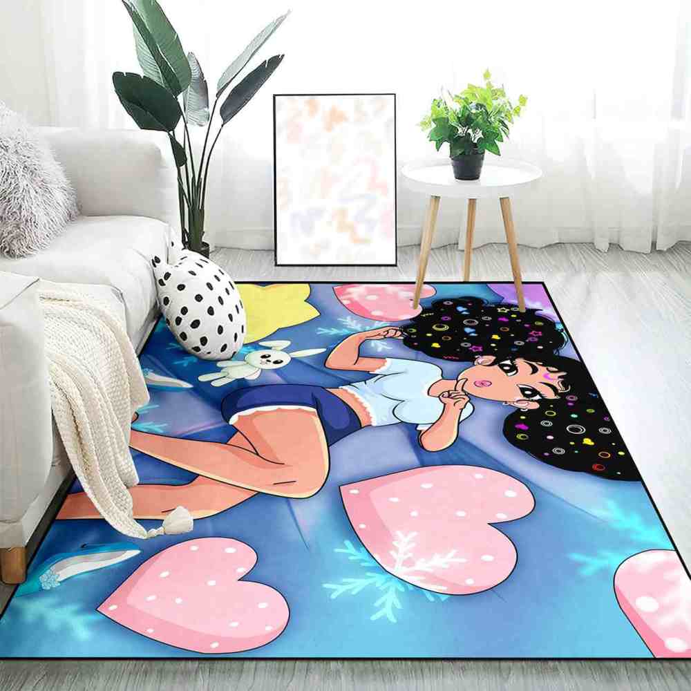 Winter Magic Black Girl Blue Bedroom Area Rug | CozyLil