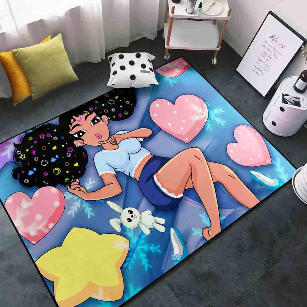 Winter Magic Black Girl Blue Bedroom Area Rug | CozyLil