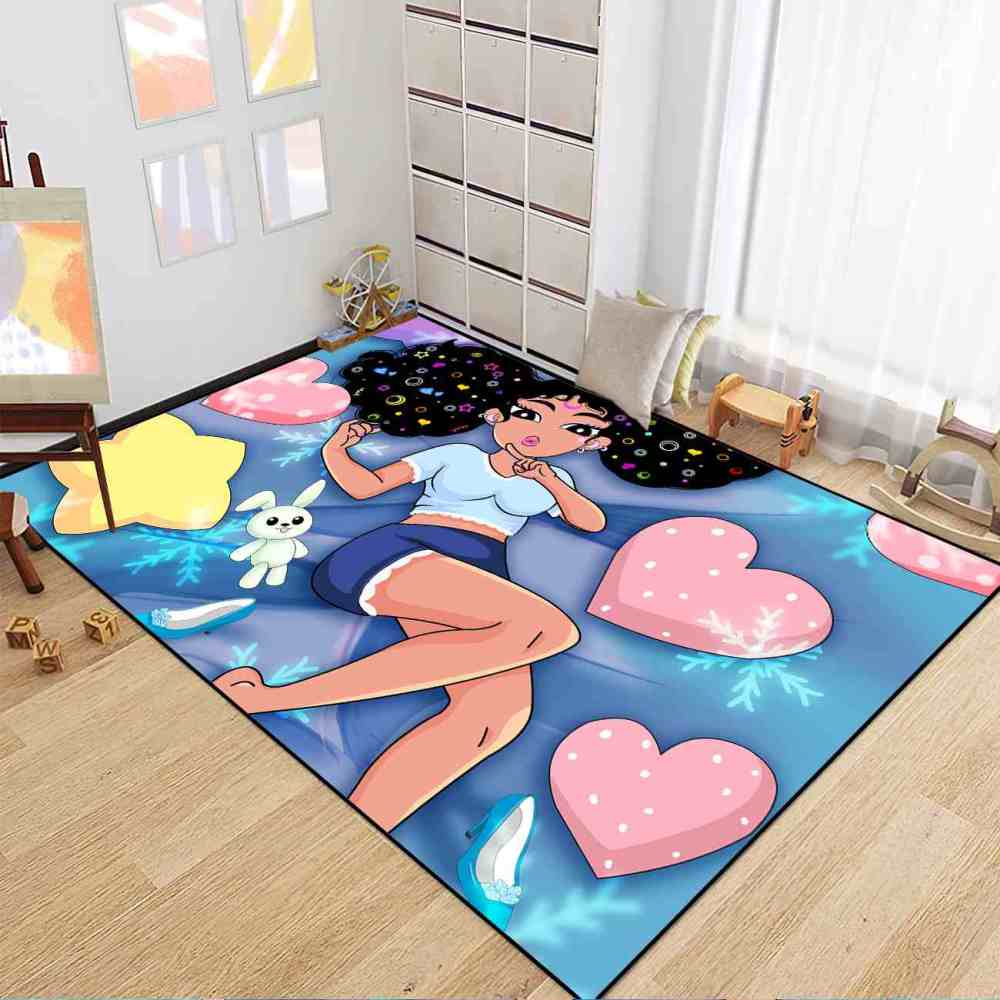 Winter Magic Black Girl Blue Bedroom Area Rug | CozyLil