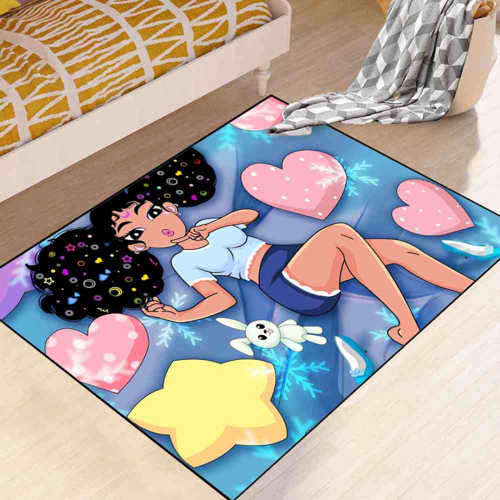 Winter Magic Black Girl Blue Bedroom Area Rug | CozyLil