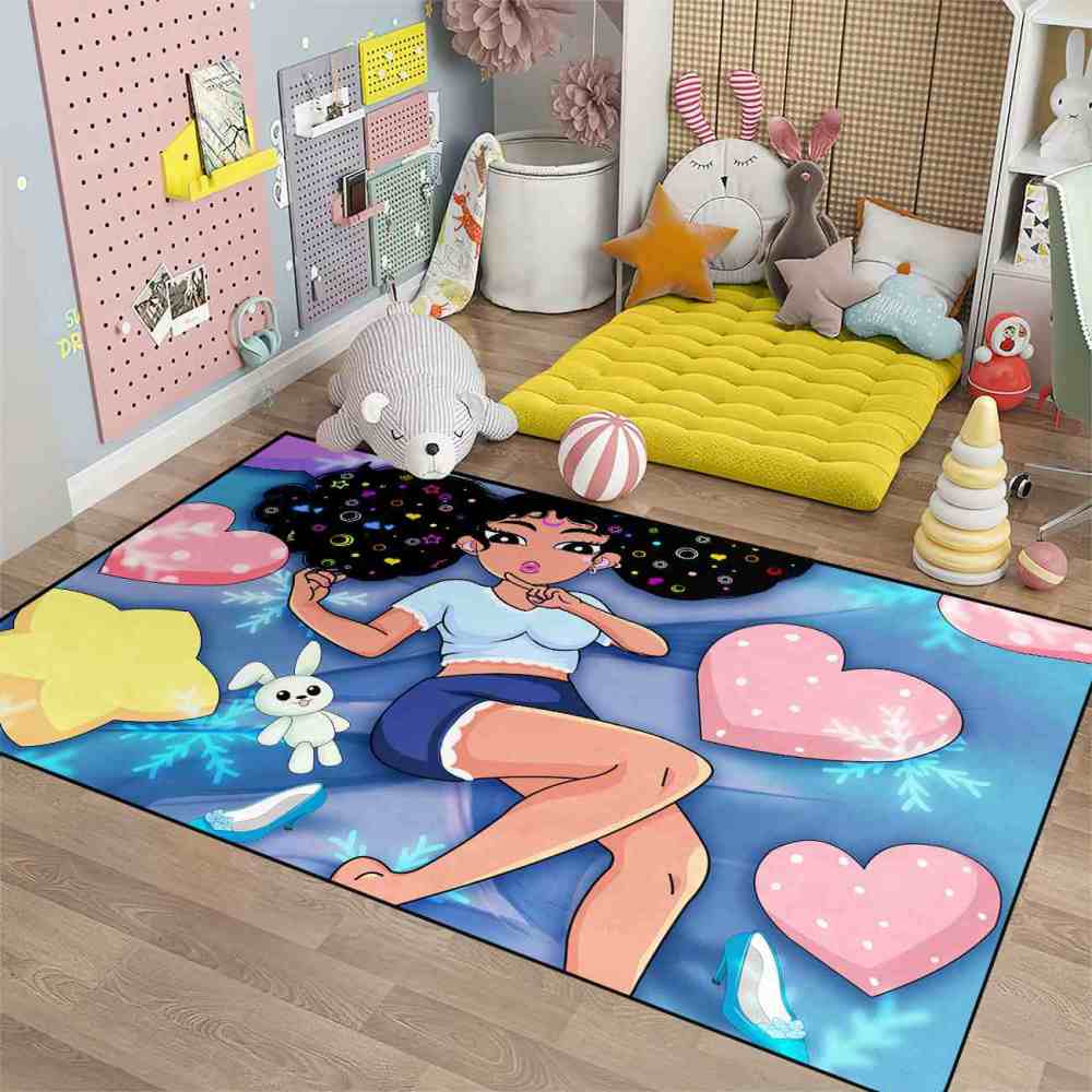 Winter Magic Black Girl Blue Bedroom Area Rug | CozyLil