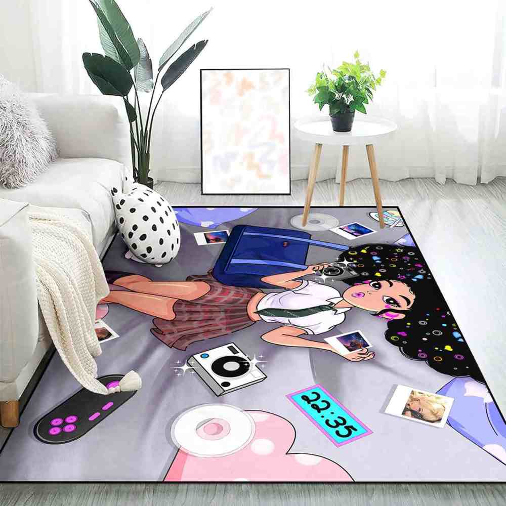 Retro Gamer Black Girl Grey Teen Bedroom Carpet | CozyLil