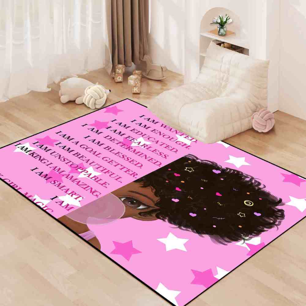 Empowering Girl Magic Pink Quotes Bedroom Area Rug | CozyLil