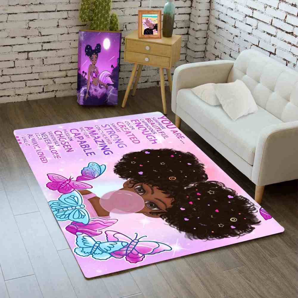 Inspirational Butterfly Girl Purple Gradient Playroom Rug | CozyLil