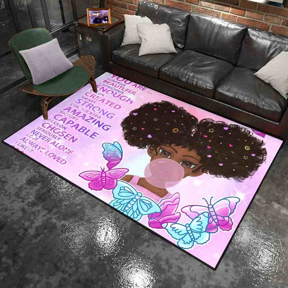 Inspirational Butterfly Girl Purple Gradient Playroom Rug | CozyLil
