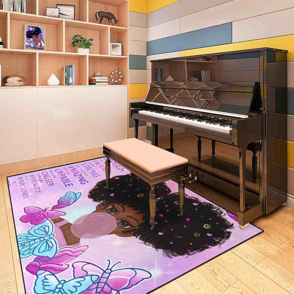 Inspirational Butterfly Girl Purple Gradient Playroom Rug | CozyLil