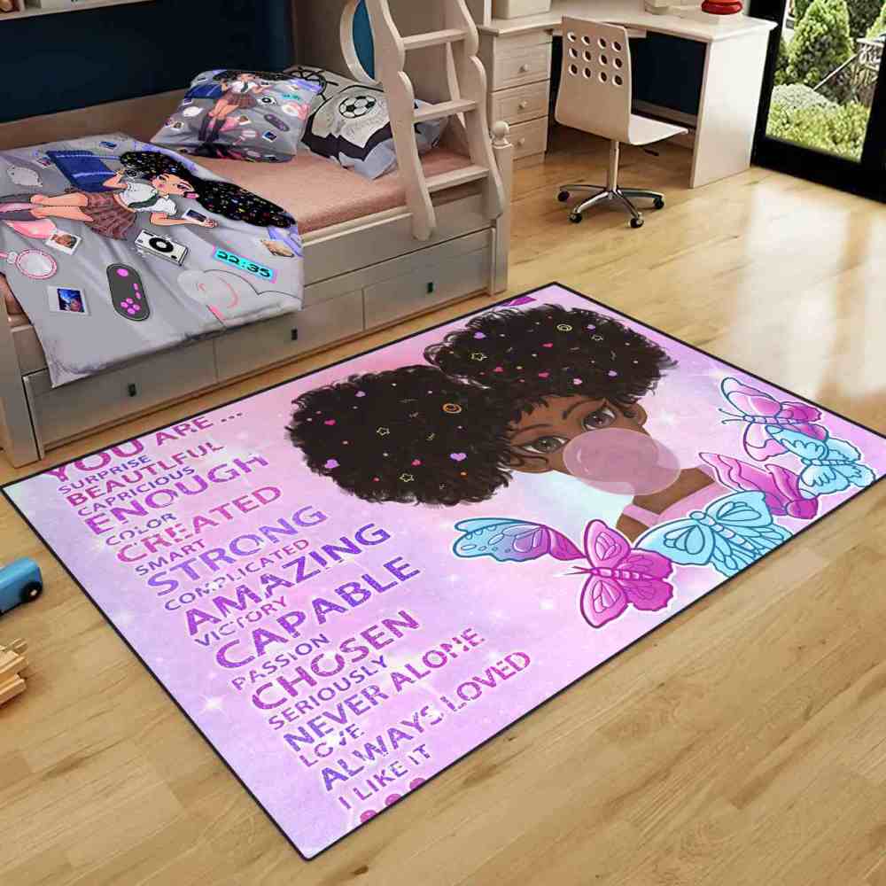 Inspirational Butterfly Girl Purple Gradient Playroom Rug | CozyLil