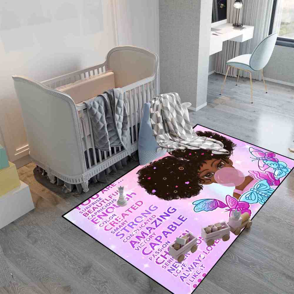 Inspirational Butterfly Girl Purple Gradient Playroom Rug | CozyLil