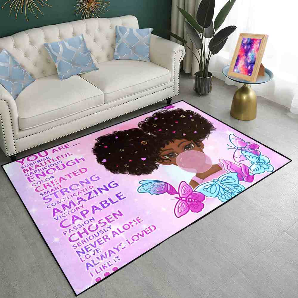 Inspirational Butterfly Girl Purple Gradient Playroom Rug | CozyLil