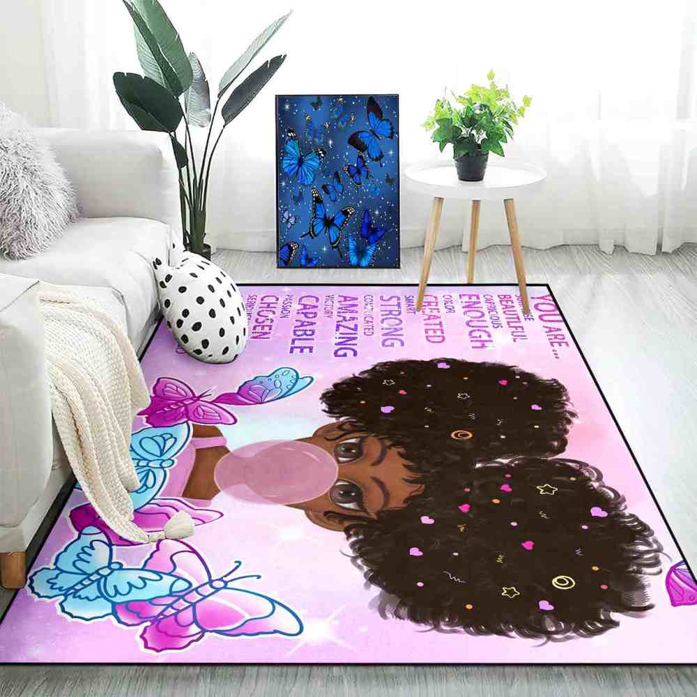 Inspirational Butterfly Girl Purple Gradient Playroom Rug | CozyLil