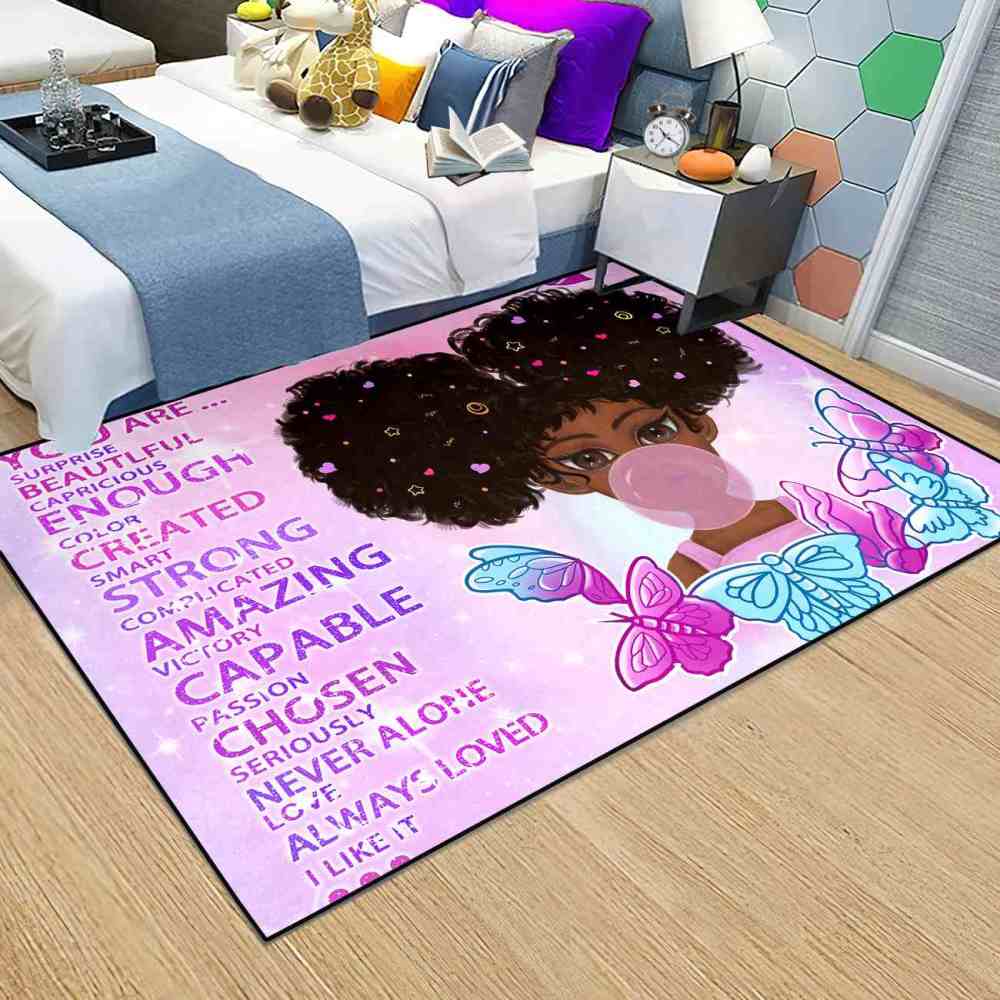 Inspirational Butterfly Girl Purple Gradient Playroom Rug | CozyLil