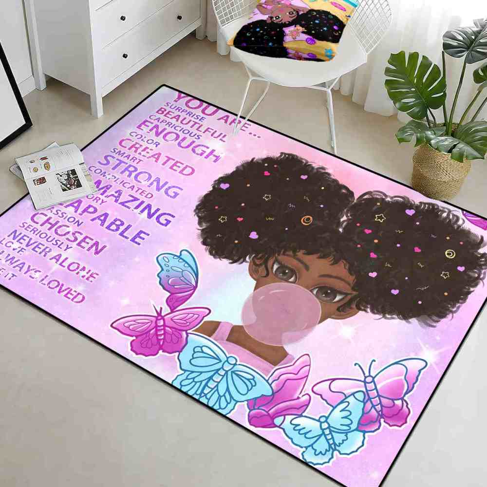 Inspirational Butterfly Girl Purple Gradient Playroom Rug | CozyLil