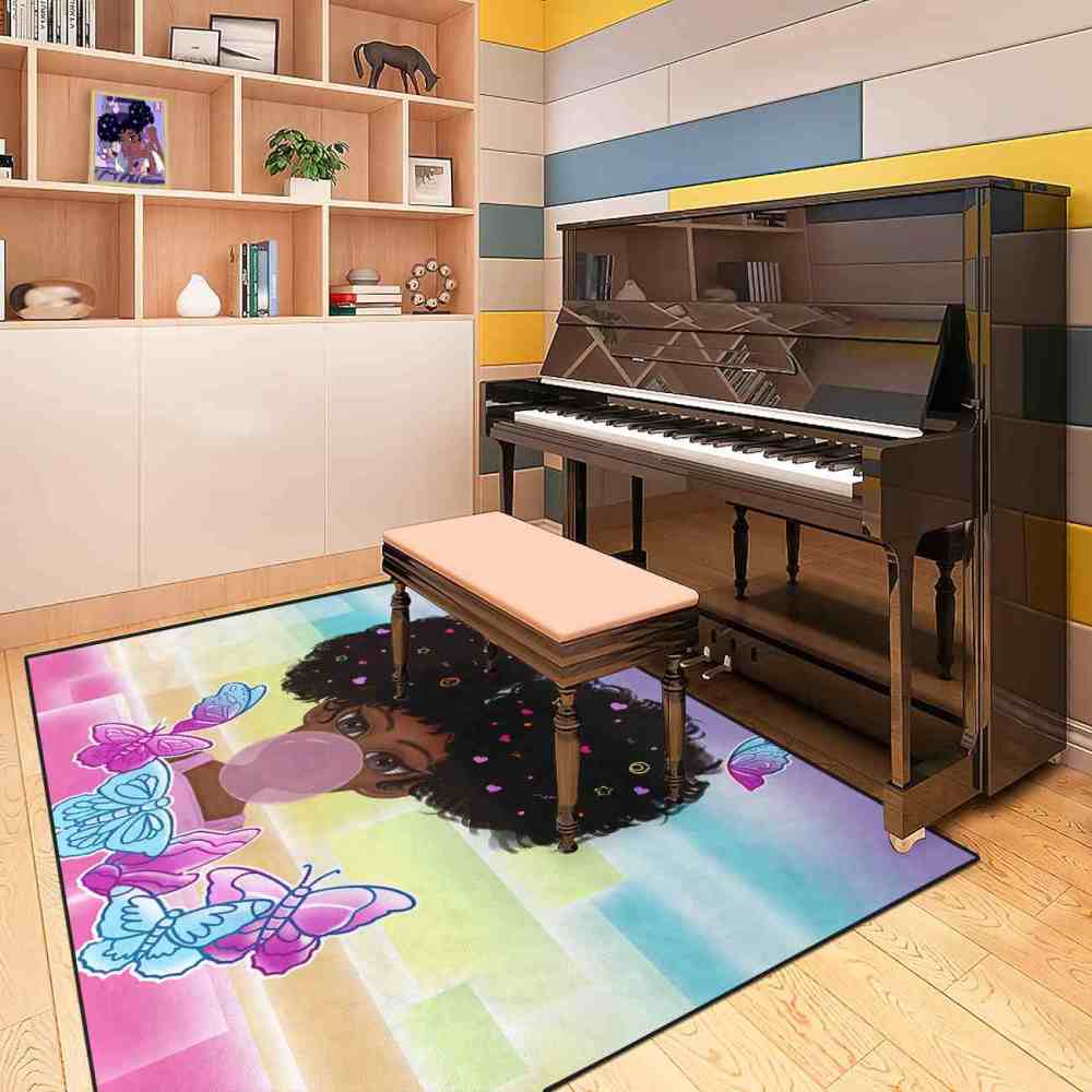 Rainbow Geometric Butterfly Girl Graphic Bedroom Rug | CozyLil
