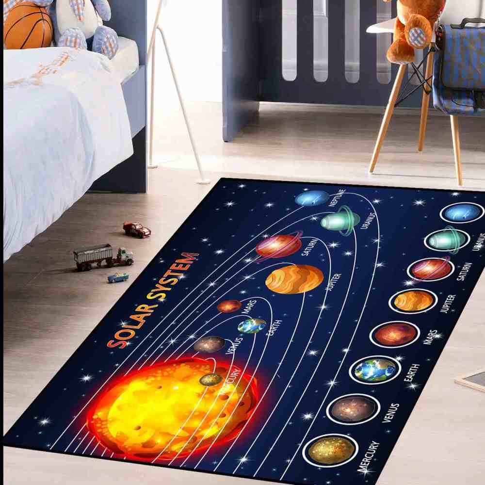 Detailed Solar System Galaxy Gamer Room Rug Upgrade Ultra Non-Slip | CozyLil