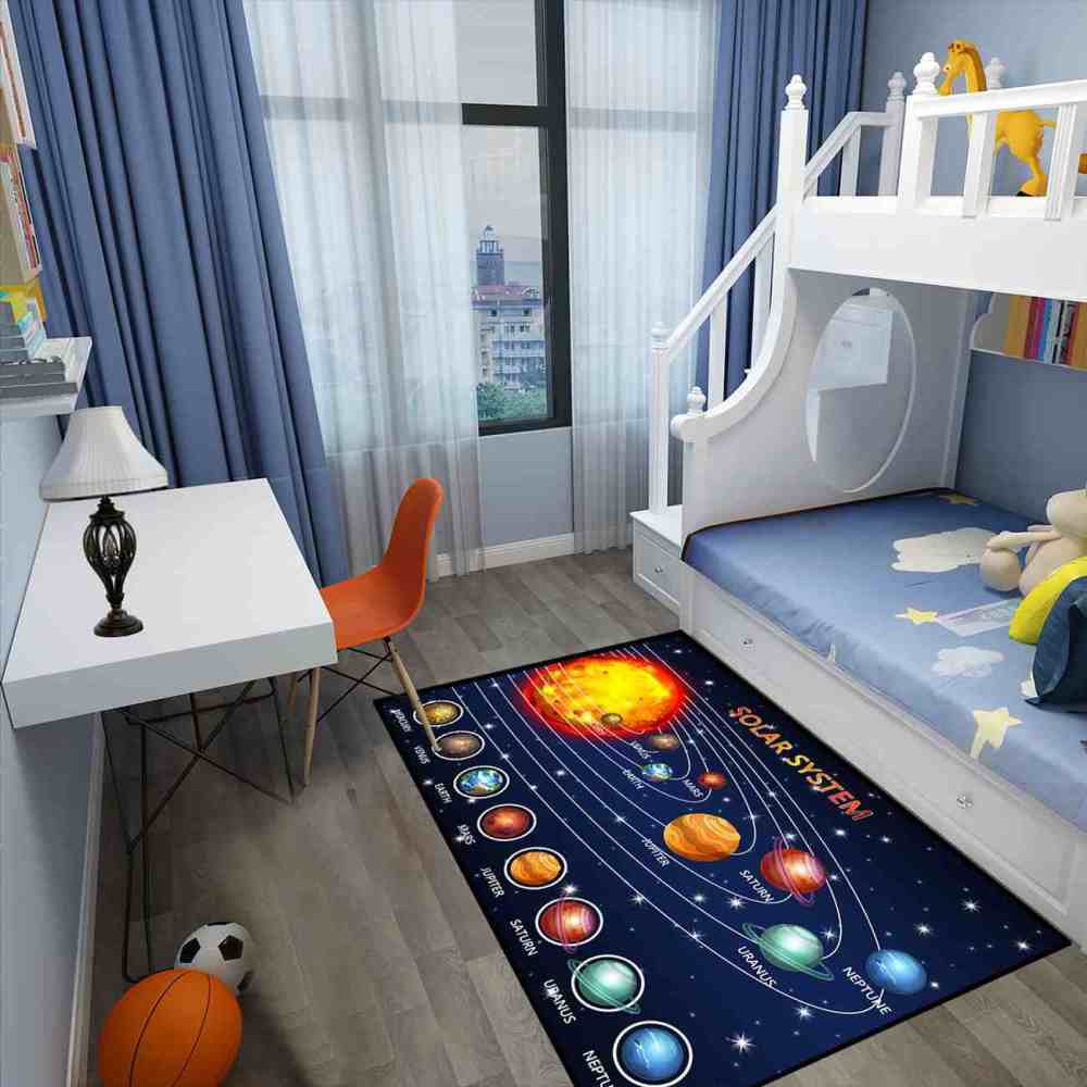 Detailed Solar System Galaxy Gamer Room Rug Upgrade Ultra Non-Slip | CozyLil
