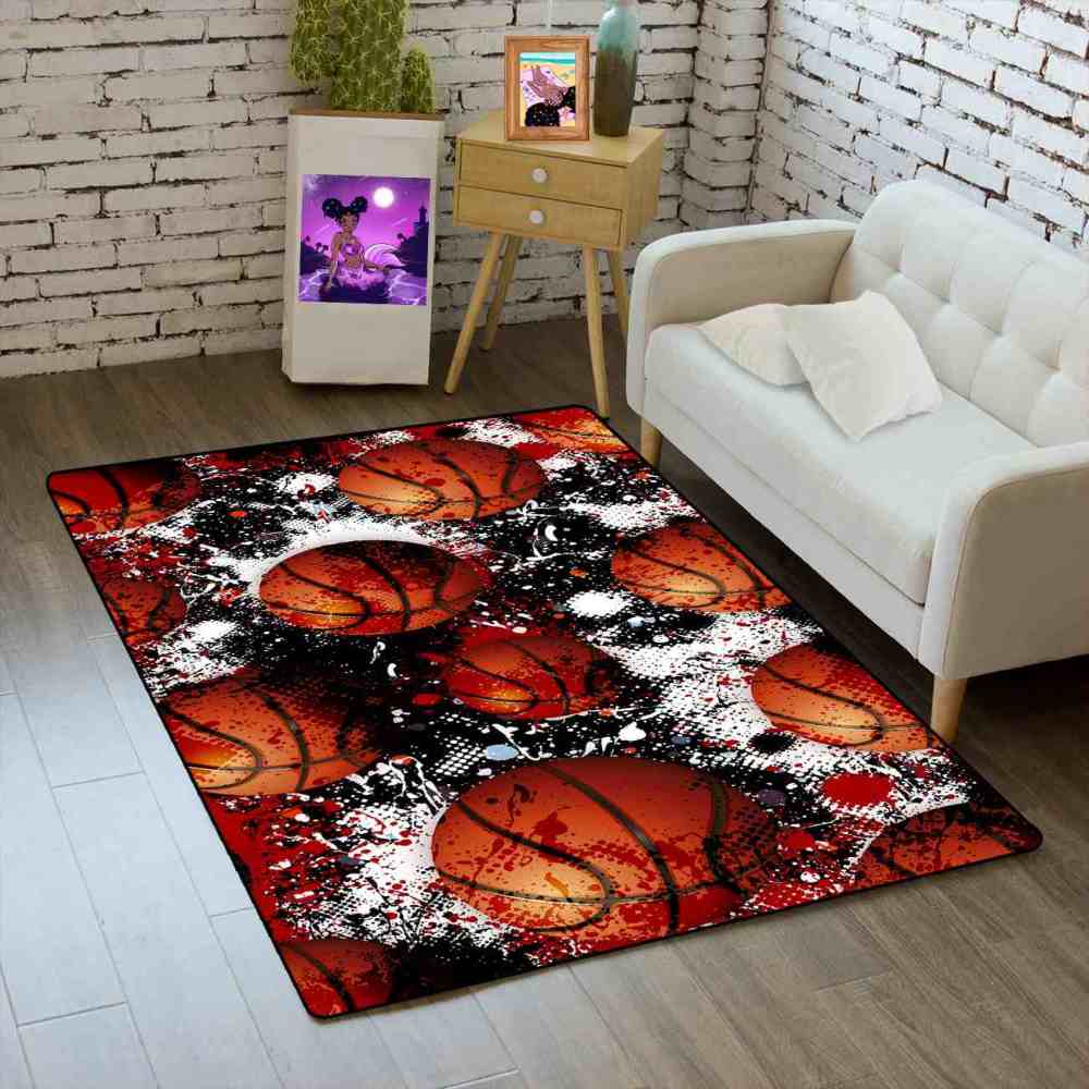 Grunge Splatter Paint Basketball Teen Room Area Rug | CozyLil