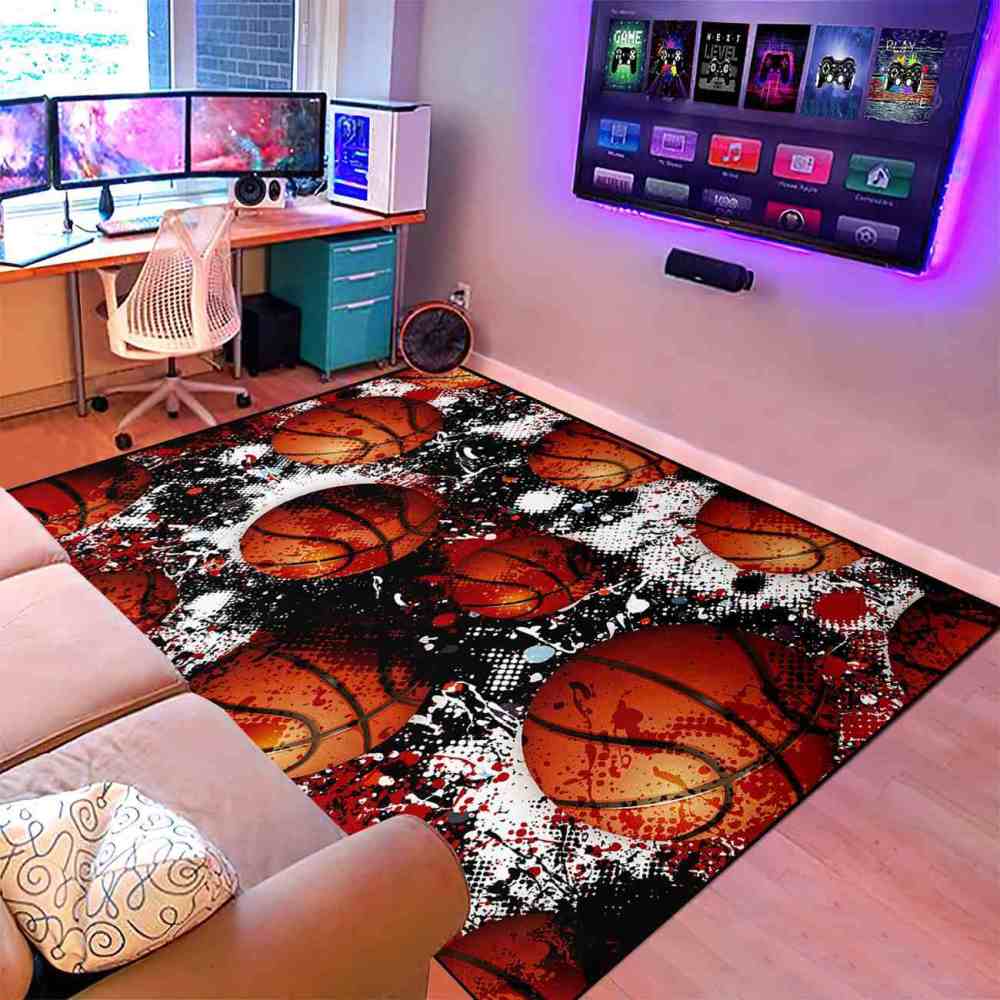 Grunge Splatter Paint Basketball Teen Room Area Rug | CozyLil