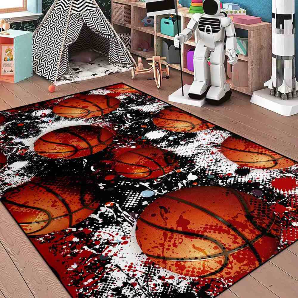 Grunge Splatter Paint Basketball Teen Room Area Rug | CozyLil