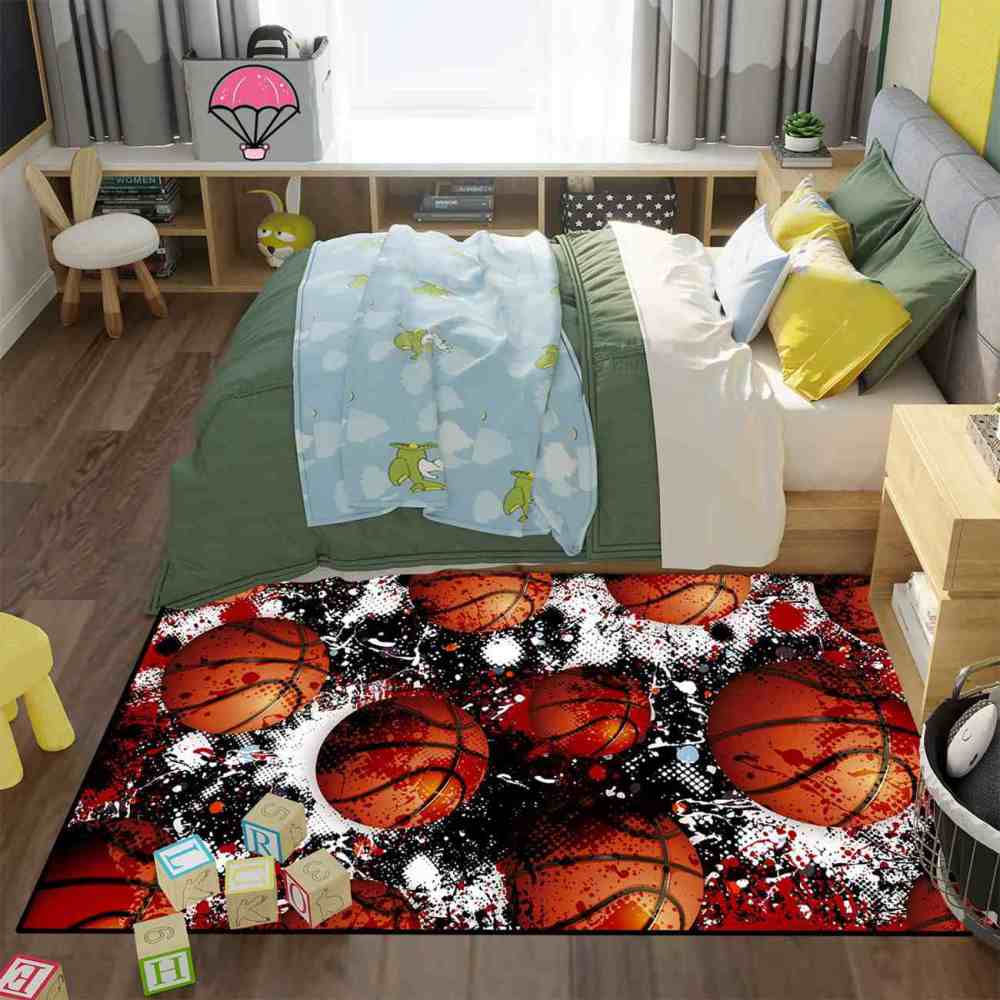 Grunge Splatter Paint Basketball Teen Room Area Rug | CozyLil