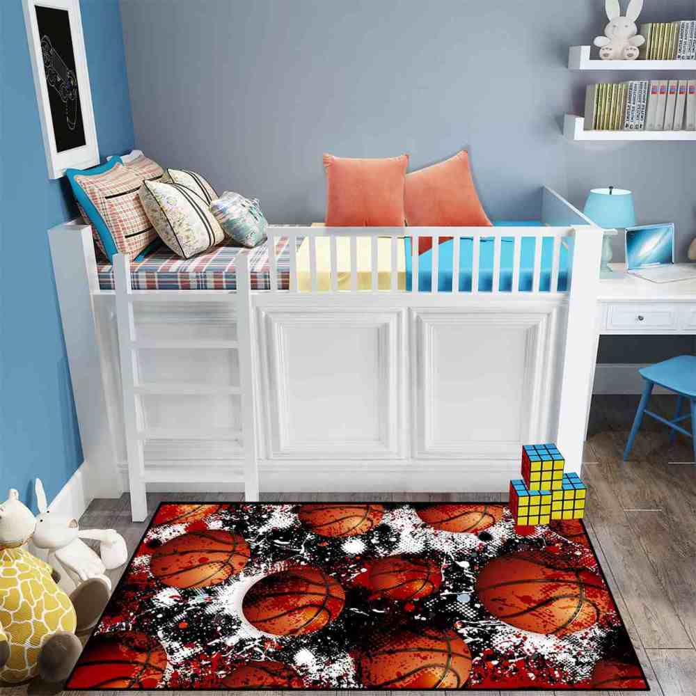 Grunge Splatter Paint Basketball Teen Room Area Rug | CozyLil